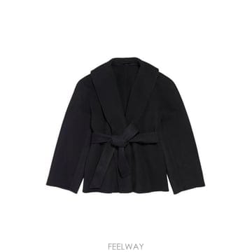 발렌시아가 숏 랩 코트 블랙
