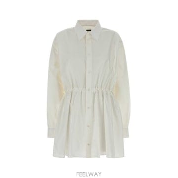 26 FW 발렌시아가 아워글래스 셔츠 드레스 화이트 852450TRM28