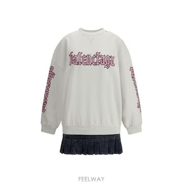 26 FW 발렌시아가 로고 프린트 스웨트셔츠 코튼 드레스 838718TSVW5