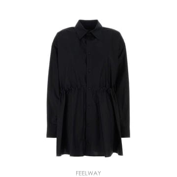 26 FW 발렌시아가 아워글래스 셔츠 드레스 블랙 852450TRM28