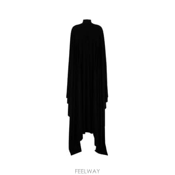 발렌시아가 하이넥 세미 피티드 드레스 블랙