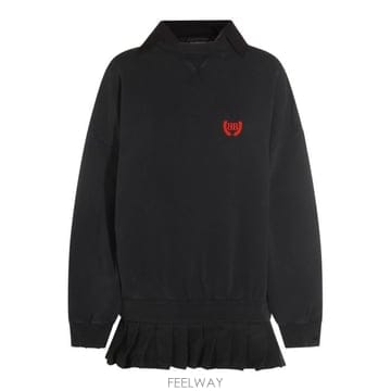 26 FW 발렌시아가 로고 엠브로이더드 후드 코튼 미니 드레스 838975TSVC6