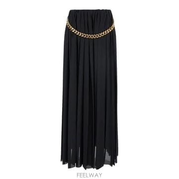 26 FW 발렌시아가 청키 체인 플리츠 맥시 스커트 블랙 808778TGO08