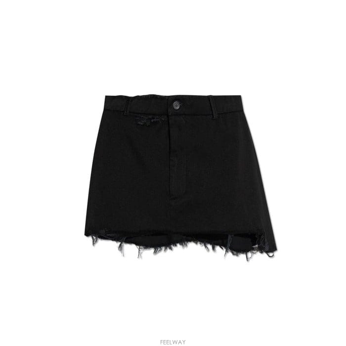 26 FW 발렌시아가 디스트레스드 미니 스커트 블랙 838756TSU16