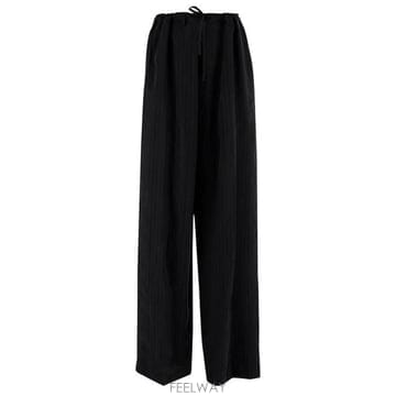26 FW 발렌시아가 드로스트링 와이드 레그 팬츠 블랙 846233TSM04