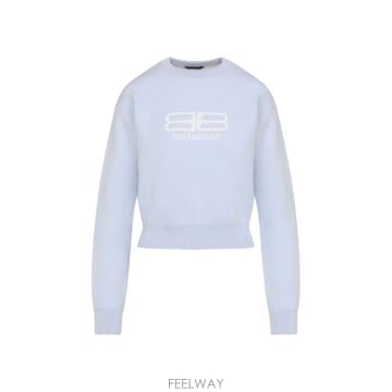 26 FW 발렌시아가 로고 인타르시아 크루넥 스웨터 블루 850046T1760