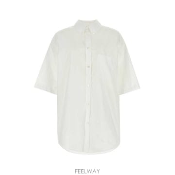 발렌시아가 Bb 스텐실 라지핏 셔츠 화이트