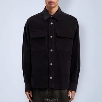 26 FW 팜엔젤스 플랩 포켓 클래식 로고 코듀로이 오버 셔츠 블랙 PMES024F25FAB001110