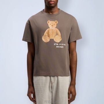 26 FW 팜엔젤스 Bear In Mind 베어 그래픽 프린트 반팔 티셔츠 그레이 PMAA109F25JER0