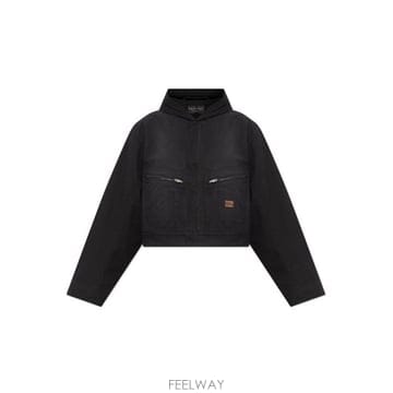 26 FW 발렌시아가 지퍼 디테일 후드 자켓 블랙 839086TQP13