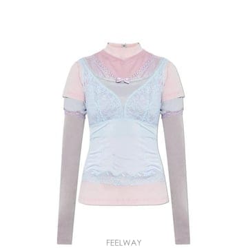 발렌시아가 레이어드 멀티콜로 롱슬리브 탑