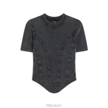 26 FW 발렌시아가 코르셋 쇼트슬리브 티셔츠 850458TTVF6