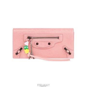 발렌시아가 르 시티 지퍼 디테일 카드지갑 핑크