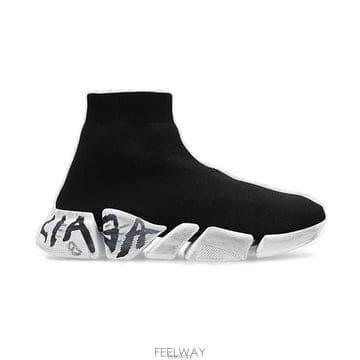 26 FW 발렌시아가 스피드 2 0 그래피티 프린트 삭스 스니커즈 블랙 617196W2DD4