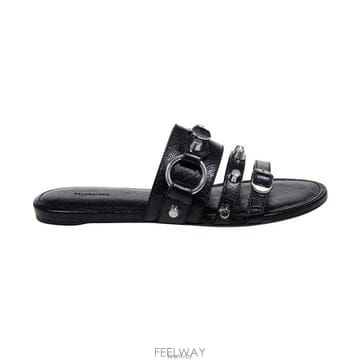 26 FW 발렌시아가 스터드 디테일 슬립온 레더 샌들 블랙 834692WAD4Y