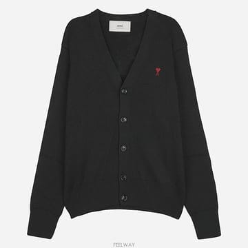 아미 5F HKC361 001 009 스몰 하트 로고 가디건 블랙