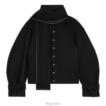 셀린느 스카프 넥라인 칼라 루즈핏 울 클로스 스트랩 슬리브 자켓