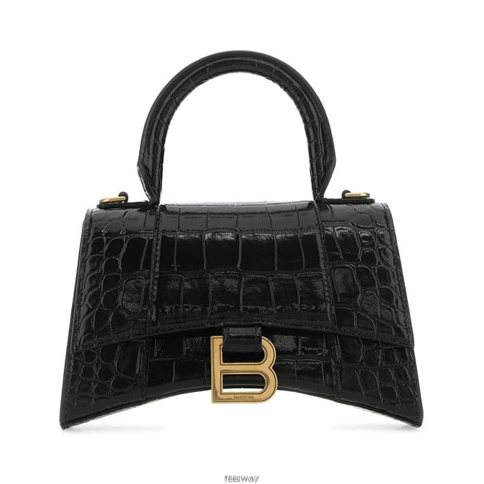26 FW 발렌시아가 아워글래스 XS 탑핸들 토트백 블랙 5928331LRGM