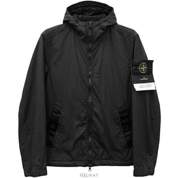 [스톤아일랜드] 26SS 와펜패치 크링클랩스 나일론 후드 자켓 블랙 남성 자켓 L1S154100001 S0A