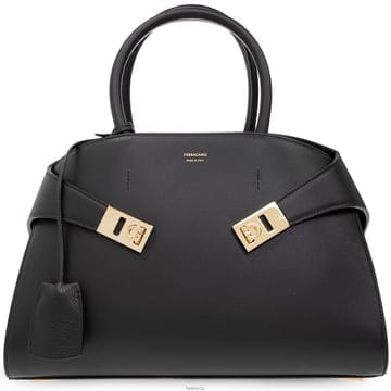 페라가모 25FW 허그 미디움 탑핸들 토트숄더백 블랙 21-5608 0766758