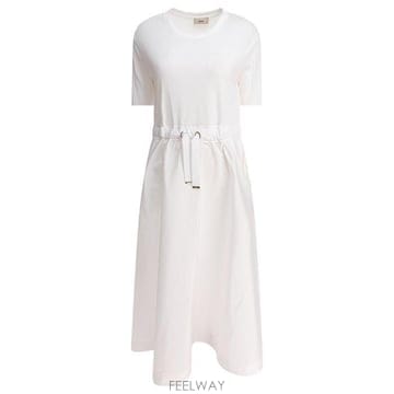 26 FW 에르노 드로스트링 웨이스트 미디 드레스 화이트 AB000032D52056