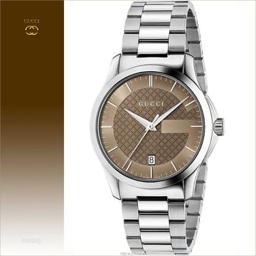 구찌 시계 G타임리스 YA126445 골든 브라운 38mm 실버 메탈스트랩