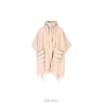 26 FW 에르노 하이넥 프린지 엣지 드로스트링 판초 베이지 GC00066DR33395