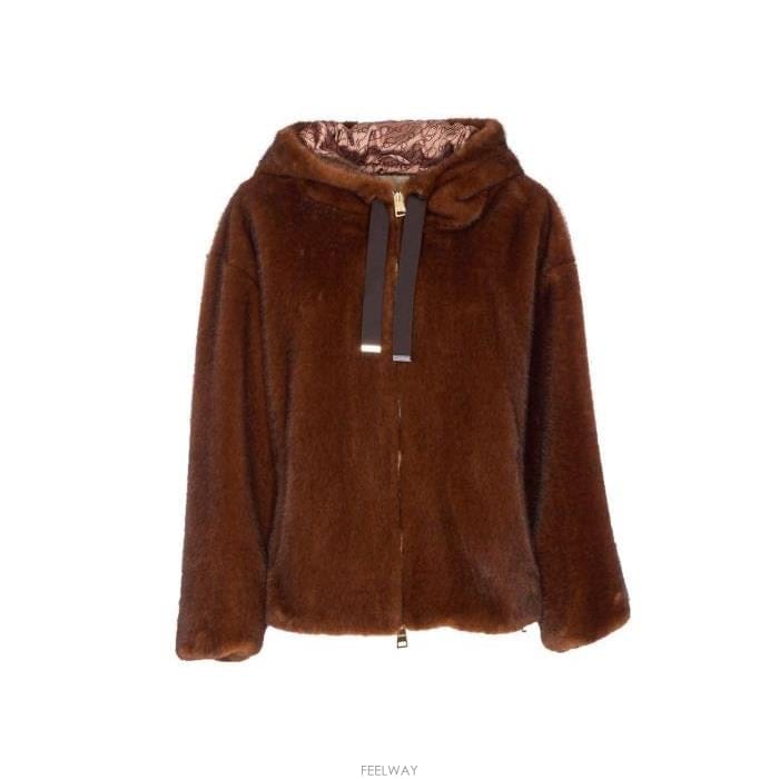 26 FW 에르노 드로스트링 후드 시어링 코트 브라운 GI000318D12739