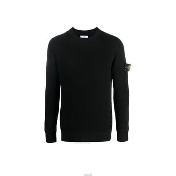 스톤 와펜 크루넥 골지 울 니트 블랙 7715553C2 V0029