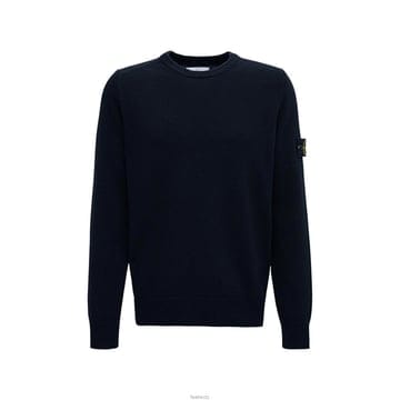 스톤 와펜 패치 크루넥 니트 네이비 7715508A3 V0020