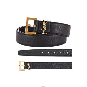 26SS 금장 로고 그레인 벨트 블랙 634440 DTI0W 1000