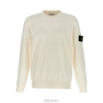 26 FW 스톤 아일랜드 컴퍼스 패치 크루네크라인 스웨터 화이트 8015540B2
