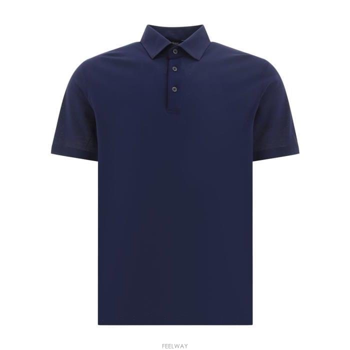 26 FW 에르노 버튼 디테일 숏슬리브 폴로셔츠 블루 JPL00115U52005