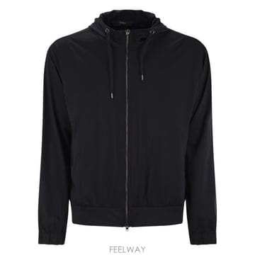 26 FW 에르노 로고 패치 지퍼업 드로스트링 후드 자켓 블루 JC000053U12588S