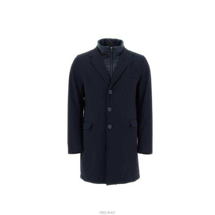 26 FW 에르노 싱글 브레스트 노치 라펠 하이넥 코트 블루 CA000178U12522