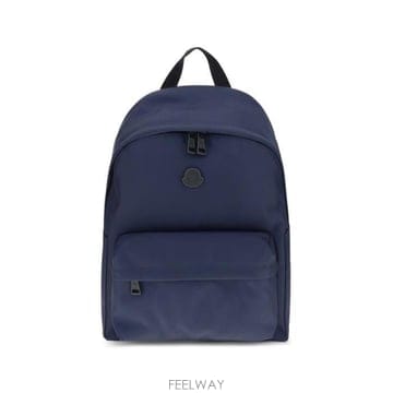 26 FW 몽클레어 로고 패치 지퍼 백팩 블루 K209A5A00009M7755