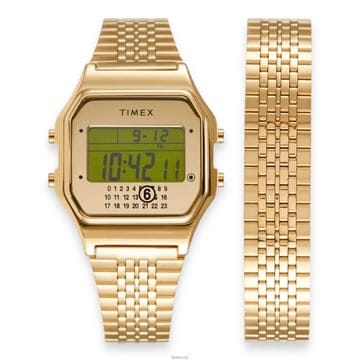 MM6 Timex 타이맥스 T80 기프트 세트 스테인리스 스틸 골드 시계