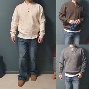 프리미엄 메리노울헨리넥니트 무료배송