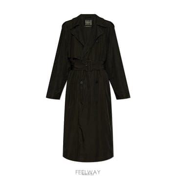 발렌시아가 벨티드 버튼업 트렌치코트 블랙