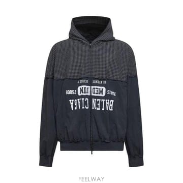 26 FW 발렌시아가 체크 로고 프린트 코튼 후드 자켓 850817TTM10