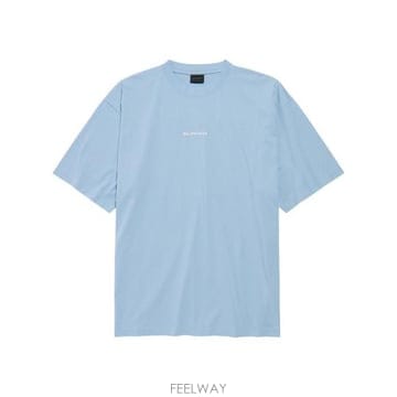 26 FW 발렌시아가 로고 프린트 크루넥 티셔츠 블루 764235TTVJ1