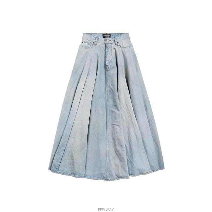 26 FW 발렌시아가 고데 맥시 스커트 블루 856906TTWB1