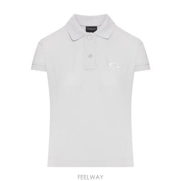 26 FW 발렌시아가 로고 엠브로이더드 숏슬리브 폴로셔츠 화이트 858098TTVT8