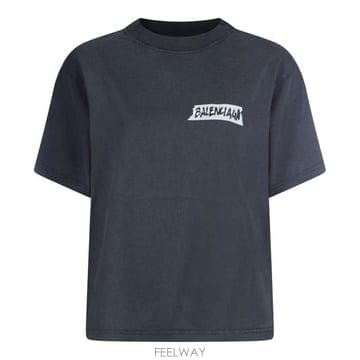 26 FW 발렌시아가 마스킹 테이프 페이드 티셔츠 블랙 850990TTVL6