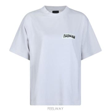 26 FW 발렌시아가 마스킹 테이프 더티 티셔츠 화이트 850990TTVL6
