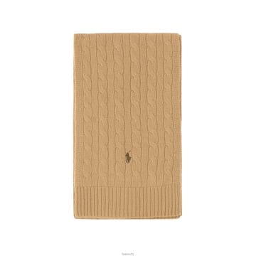 폴로랄프로렌 25FW 포니 자수 클래식 케이블 머플러 카멜 449959345 005