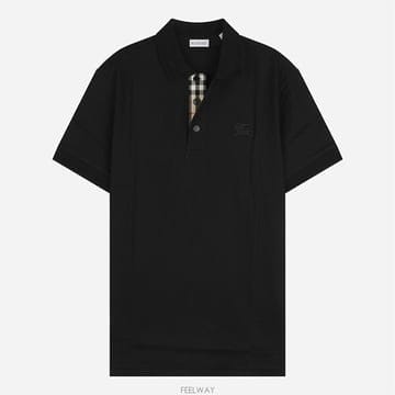 버버리 6S 8096425 A1189 코튼 폴로 셔츠 블랙