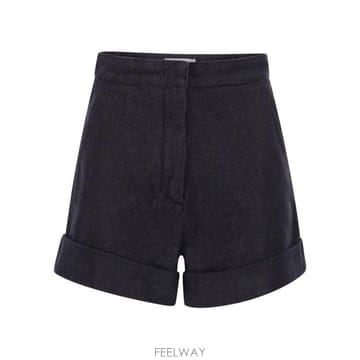 막스마라 턴업 헴 데님 쇼츠 블루