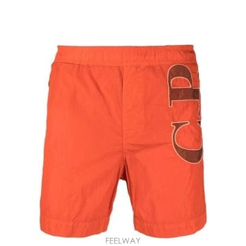 씨피 컴퍼니 FW CP컴퍼니 로고 프린트 스윔 쇼츠 블루