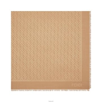 펜디 25FW 울 실크 블렌드 스카프 카멜 FXT069 AJW7 F0QB8